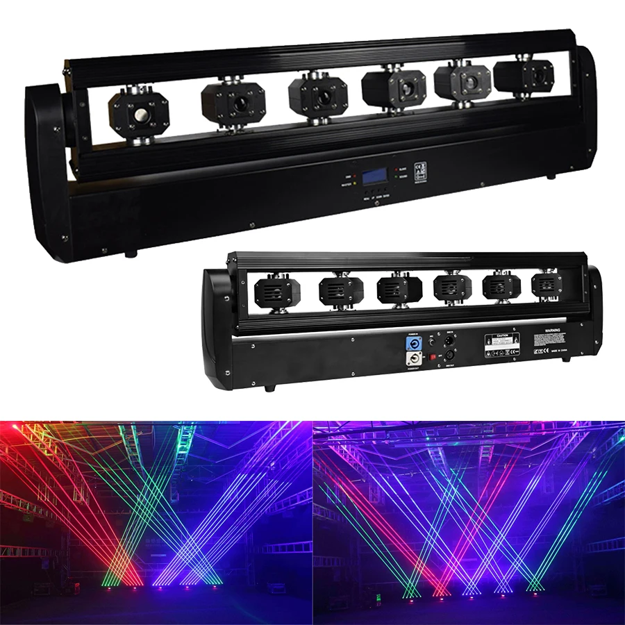 6-Augen Moving Head RGB Lichtleiste Bühnenbeleuchtung 6x500MW Beam DJ-Lichtleiste Wandfluter mit DMX-Steuerung, Automatisch Tonaktiviert, für Partys