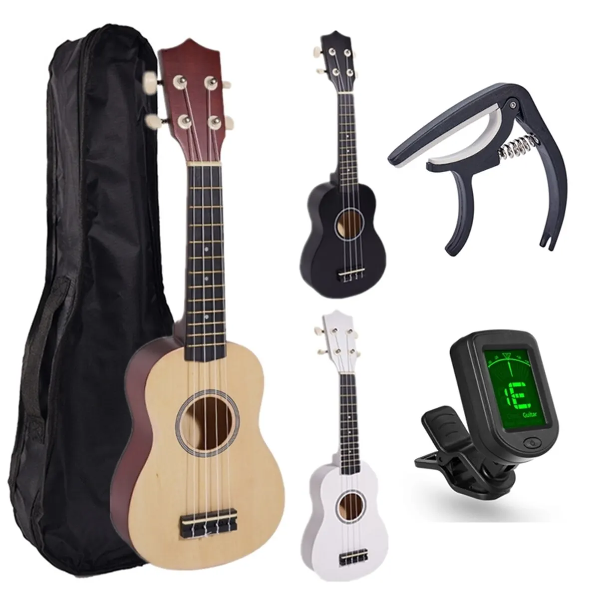 Miwayer sopran ukulele für anfänger 21 zoll hawaiian starter uke gitarre ukalalee mit gig bag digital tuner ukulele capo Image