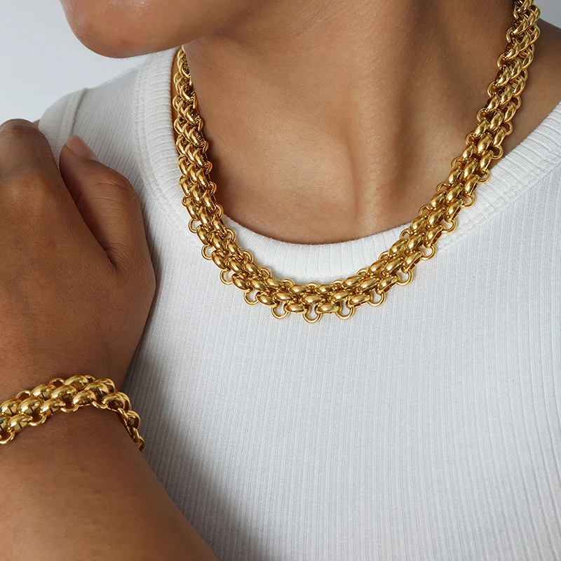 Schnalle Edelstahl Halsketten Armband für Frauen Männer personal isierte Hip Hop Rock dicke Kette Halskette Armbänder Paare Schmuck