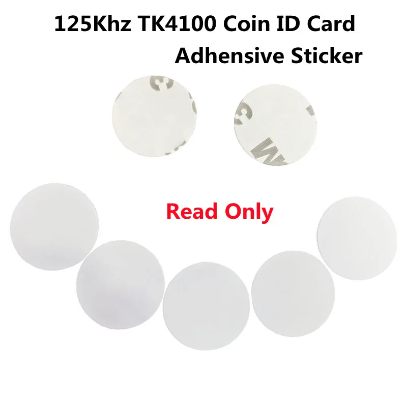 125 kHz TK4100 EM4100 Smart Proximity Coin Card RFID-Tag mit selbstklebendem Aufkleber, schreibgeschützt, Durchmesser 25 mm, für Zugangskontrolle Image