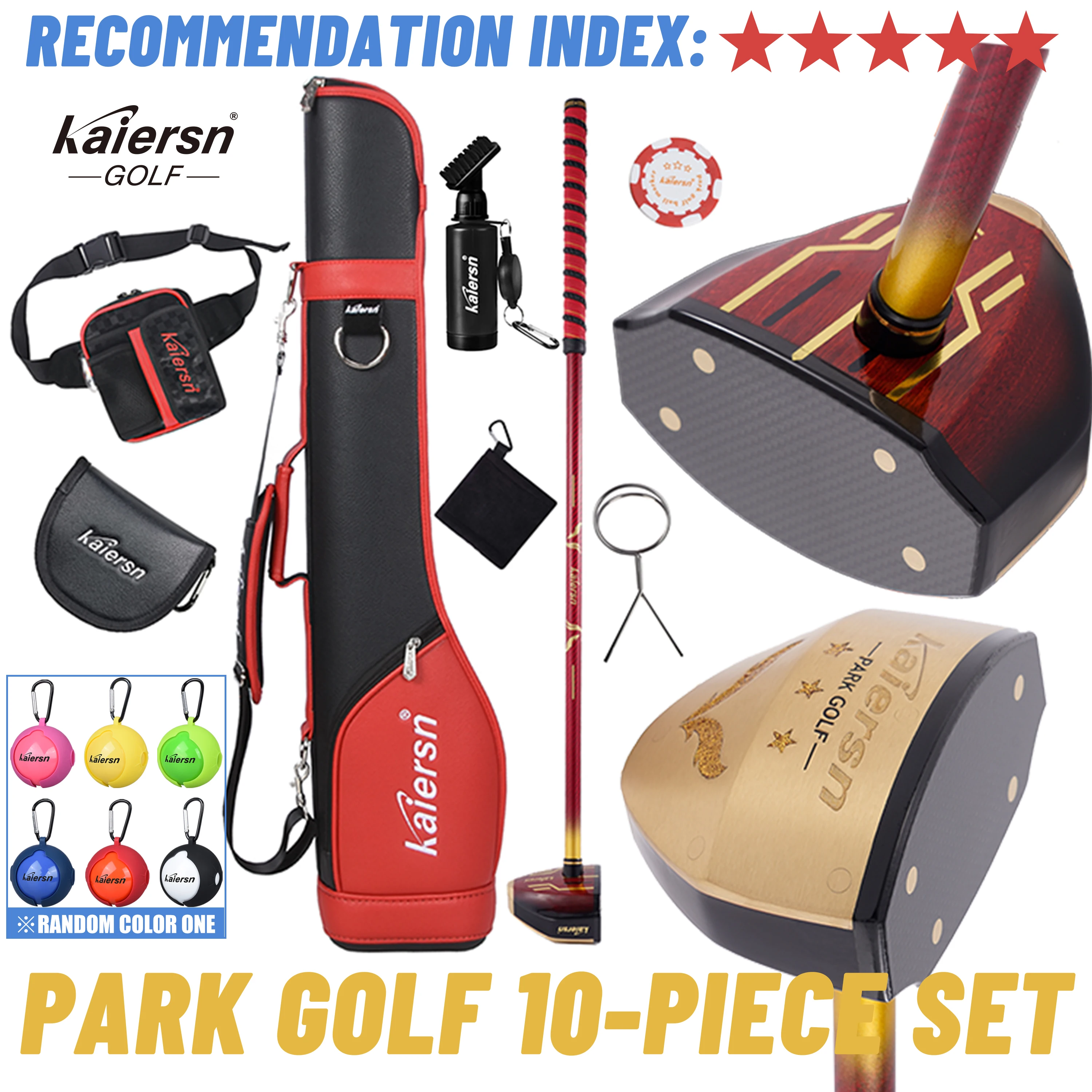 Kaiersn Park Golf 10-teiliges Komplettset – Premium-Golftaschen-Schläger, Bälle, Hüfttasche, Handtuch und Zubehör, perfekt für Männer und Frauen Image
