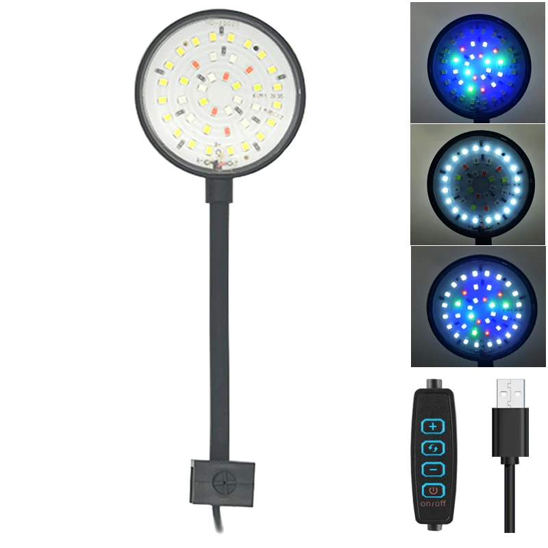 USB Aquarium LED Lampe Aquarium Licht Dekor Wasserpflanze Mehrere Modi Dimmbare Leichtigkeit Vollspektrum Mini Clip Licht 5V Image