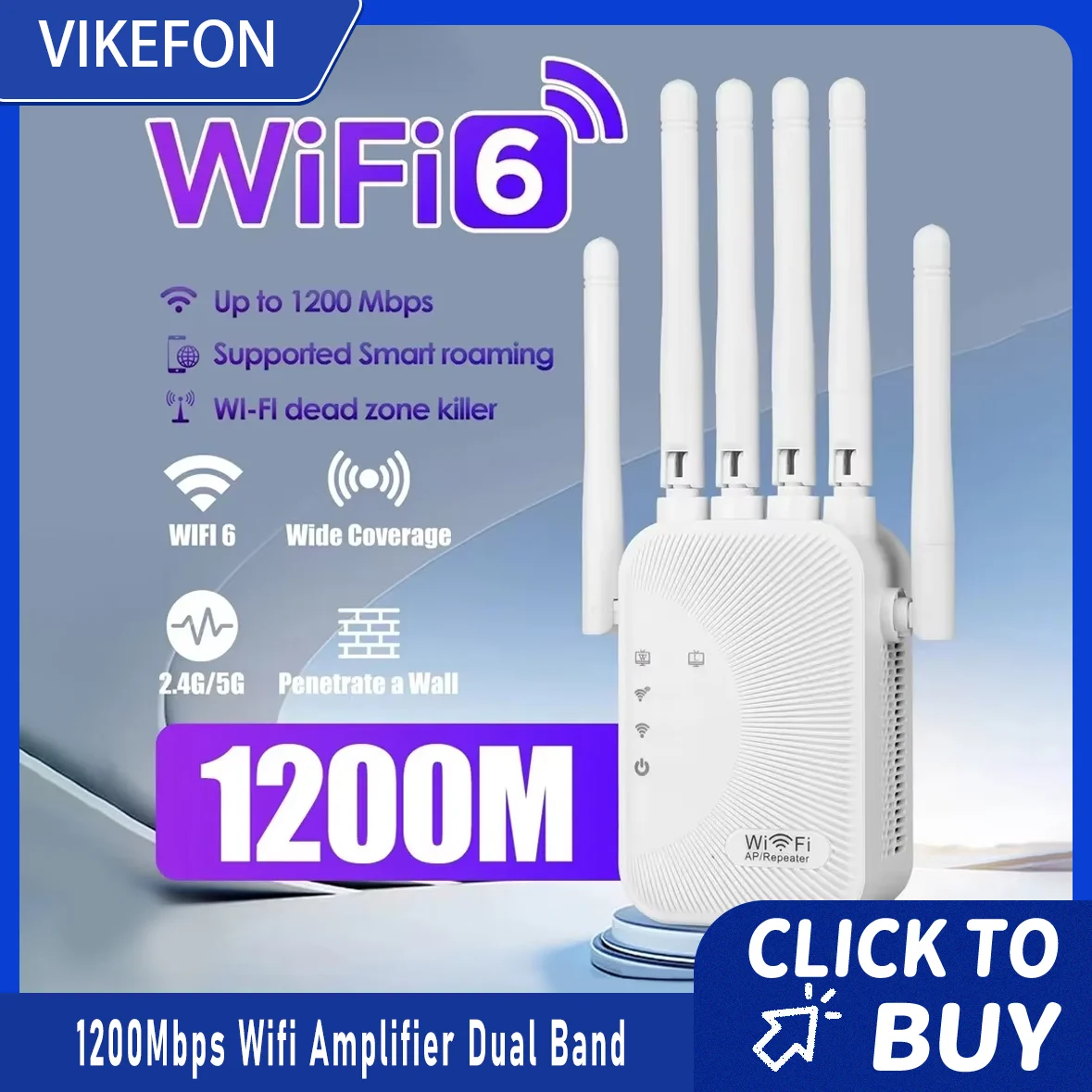 1200Mbps Wifi Verstärker Dual band 2,4G 5G Repeater Netzwerk Expander Range Extender WiFi Signal Booster Wireless router Image