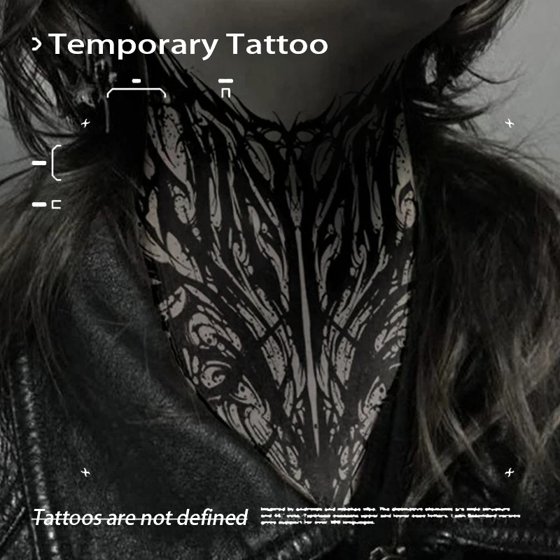 Temporäre Tattoos Fake Tattoo Dark Goth Hals Dornen Kräutersaft Tattoo Aufkleber Wasserdicht Dauerhafte Tattoo Aufkleber Günstige Waren Kunst Image