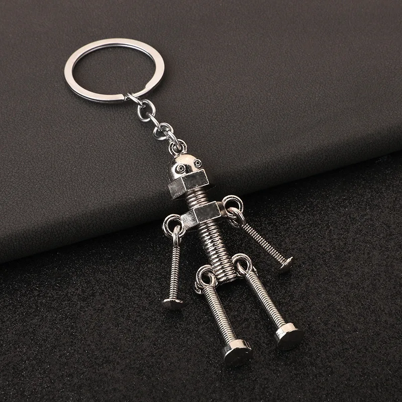 Vintage mechanische Schraube Roboter Schlüsselanhänger kreative abnehmbare Gelenk Steampunk Roboter Auto Schlüsselhalter Rucksack Anhänger Boutique Geschenk Image