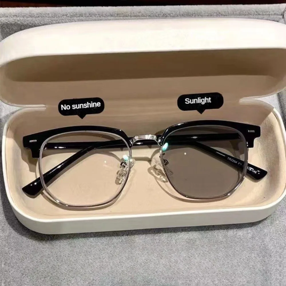 Photochrome Anti-Strahlungs-Brille, Brillen für Damen und Herren, Vintage-Brille mit Augenbrauenrahmen, modische Brillen Image
