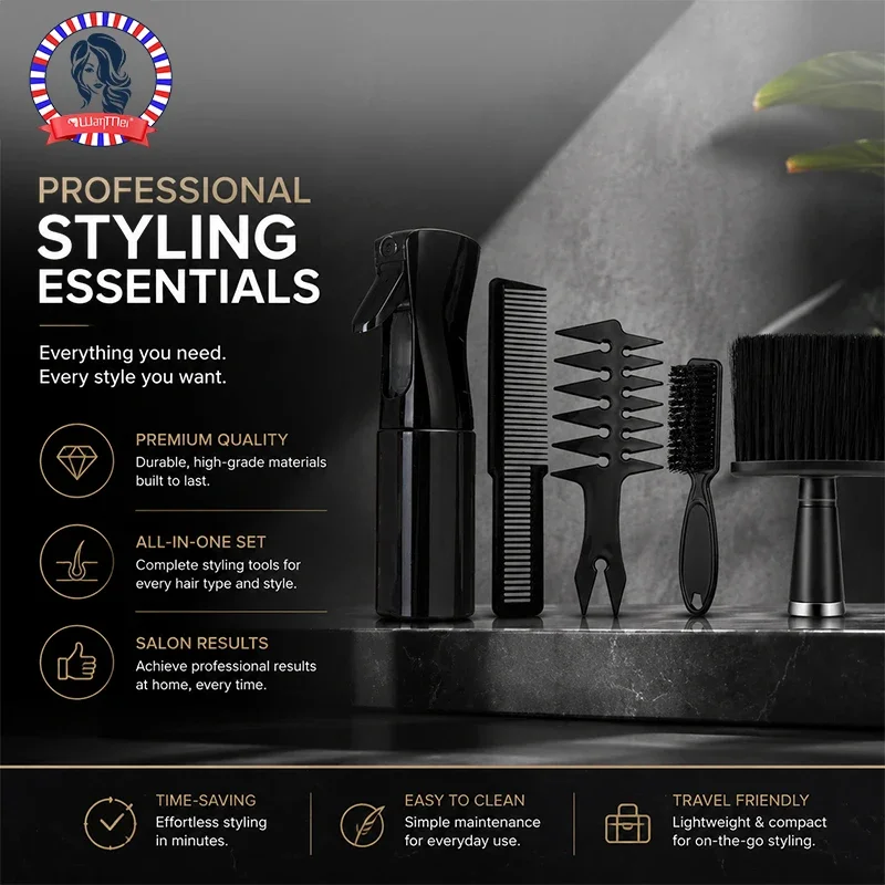 3/4/5 teile/los Schwarz Haar Kamm Set Styling Friseur Kamm männer haar kamm Barber Ausbildung Schwanz kamm Salon Studio HairCut Kamm Image
