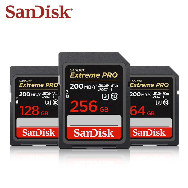 SanDisk Extreme Pro V30 SD-Karte 32GB 64GB 128GB 256GB Max 200Mb/s SDXC UHS-I Speicherkarte für Kamera 4K UHD Videokarte Image