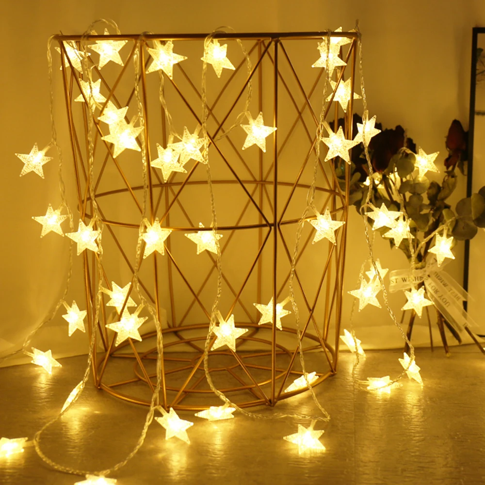 LED-Lichterkette für den Außenbereich, Sternkette, Lichterkette, Girlande, Lichter, Glühbirne, Lichterkette, Party, Zuhause, Hochzeit, Garten, Weihnachtsdekoration