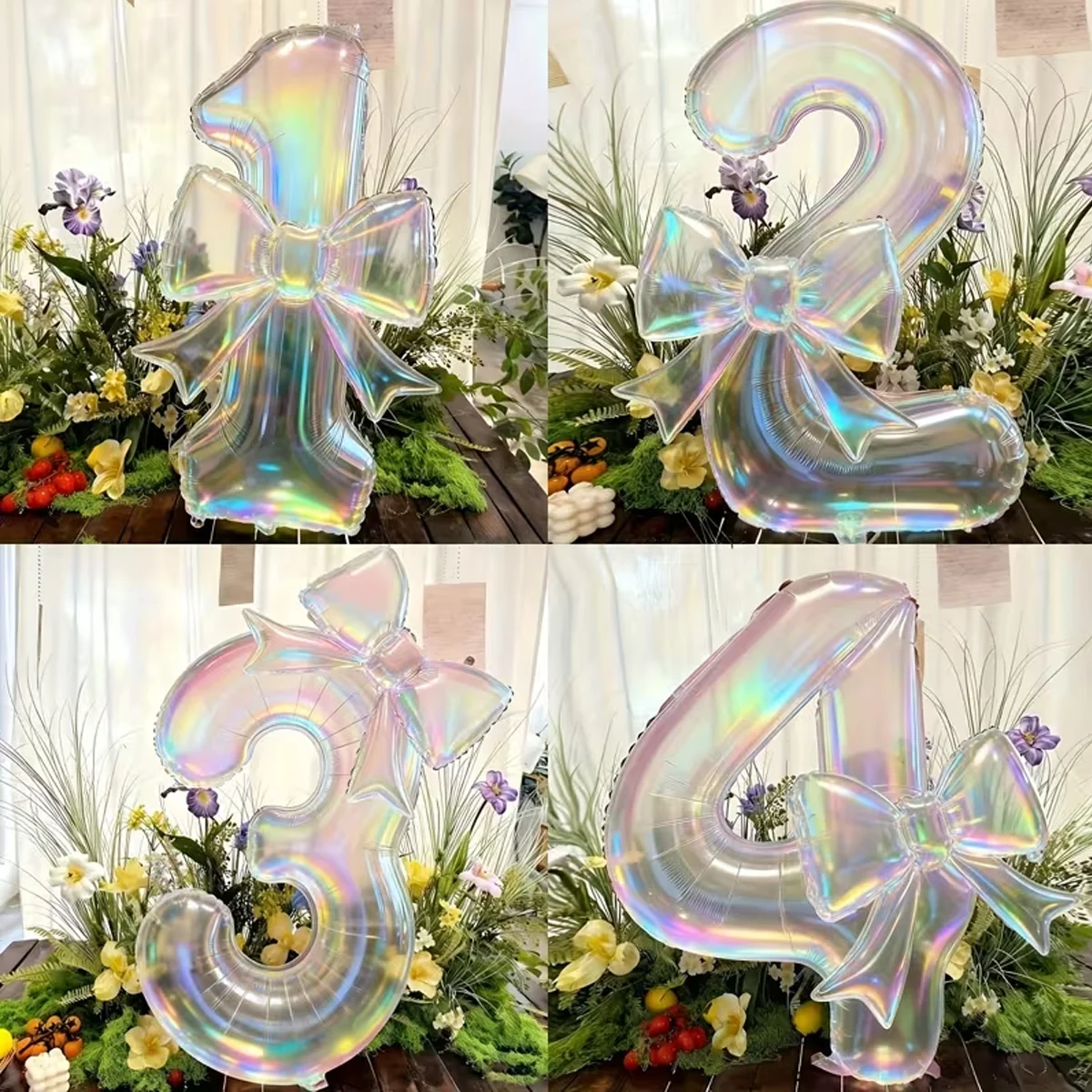 2 Stück bunter transparenter digitaler Ballon 0-9 bunter Schleifenballon, verwendet für Geburtstagsfeiern und Jubiläumsdekoration Image