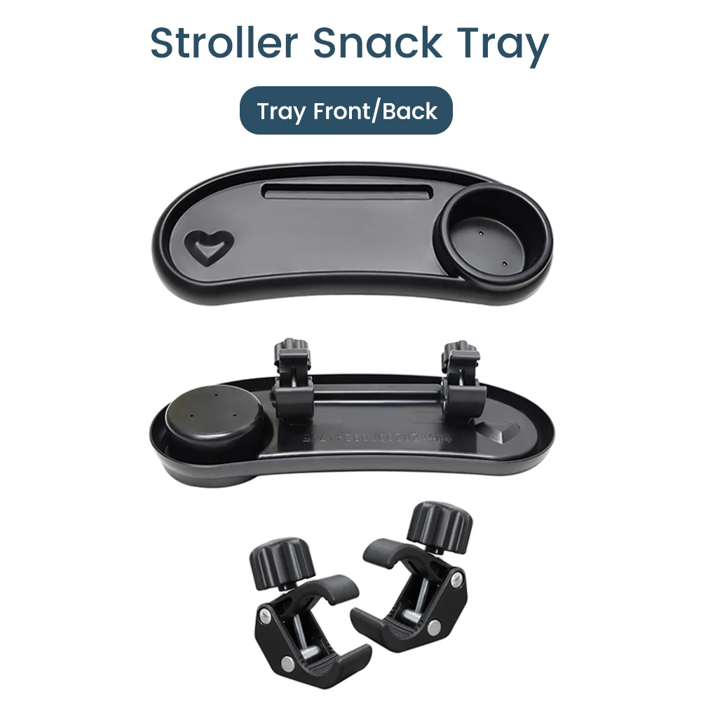 3-in-1-Universal-Snack-Tablett für Kinderwagen, verstellbarer Getränkehalter, Telefonsteckplatz, kompatibel mit den meisten Kinderwagen, multifunktionale Reise Image