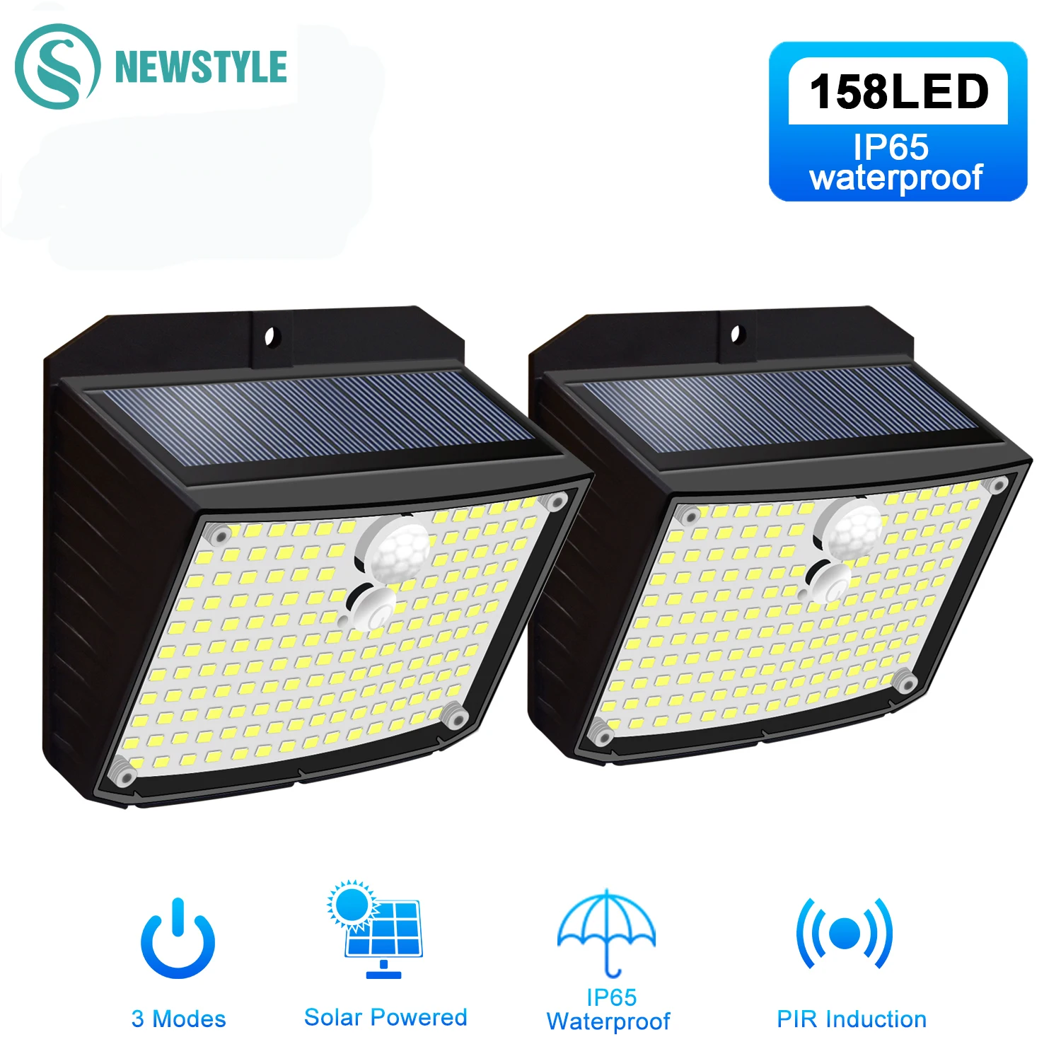 158 LED Solar Wandleuchten Outdoor Sicherheit Licht Bewegungsmelder Wasserdicht 3 Modi Hof Wandleuchte Garten Dekor Garage Lampe