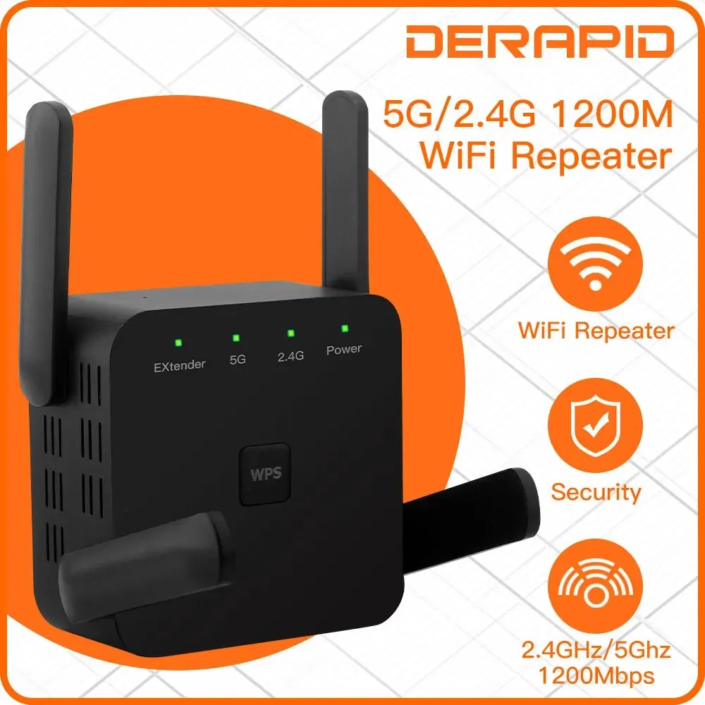 WiFi Repeater 1200Mbps 2,4 GHz/5GHz Wireless Range Extender Signal Verstärker Wi-Fi Repetidor Booster EU/Us-stecker Für Home Office Image