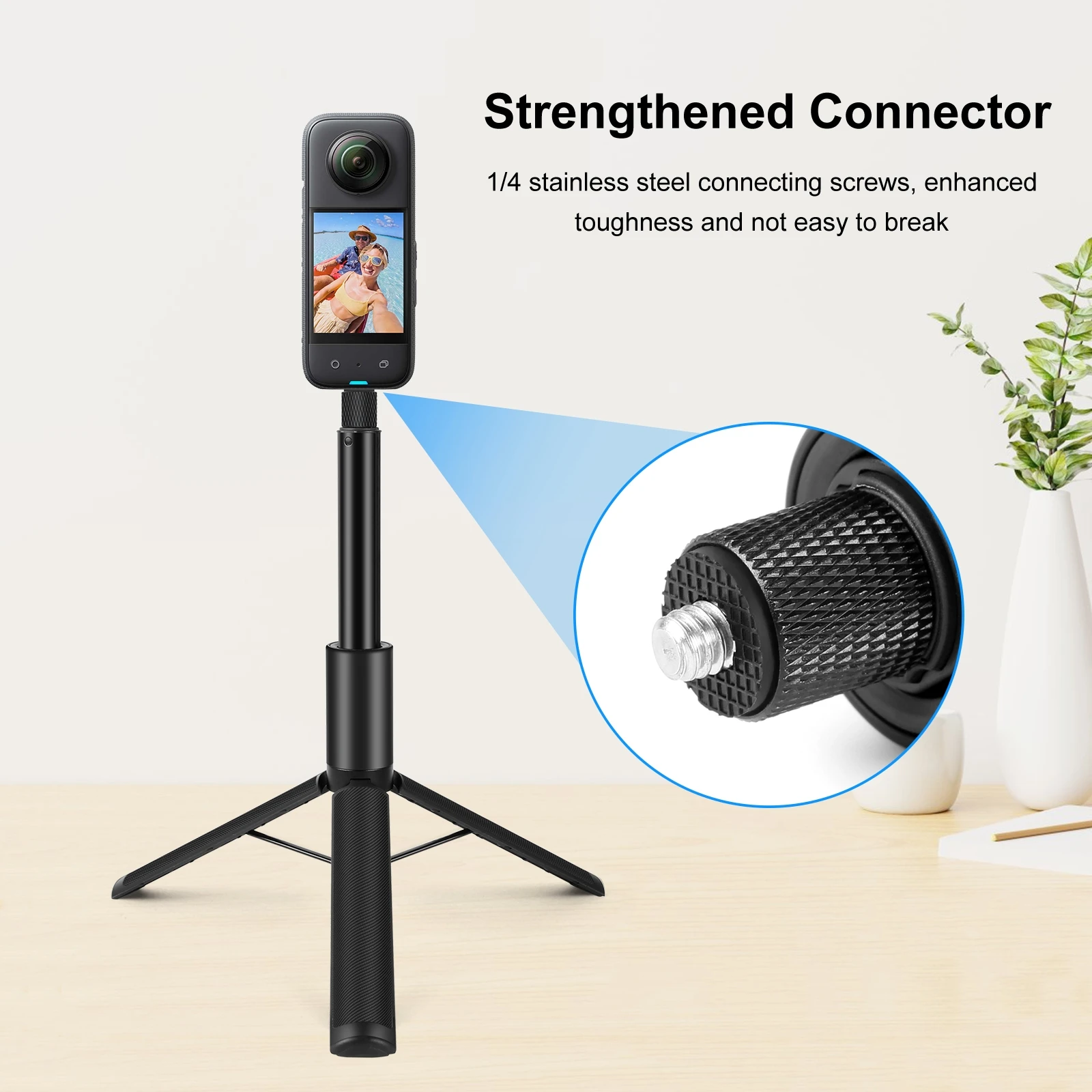 PULUZ 1,22 m einziehbarer unsichtbarer Selfie-Stick mit Stativ für Insta360 X5 X4 / X4 Air / X3 Panorama-Action-Kamera-Zubehör Image