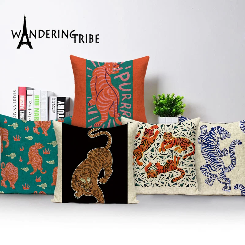 Tier Stil Tiger Kissen Fall Herbst Dschungel Hause Dekorationen Kissenbezug Sofa Bett Kissen Abdeckung Kissenbezüge Zimmer Kissenbezug Image