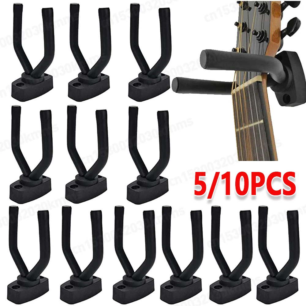 1/5/10PCS Gitarre Wand Halterung Aufhänger Schwarz Gitarre Aufhänger Wand Haken für Alle Größe Gitarren Bass mandoline Banjo Ukulele Gitarre Zubehör Image