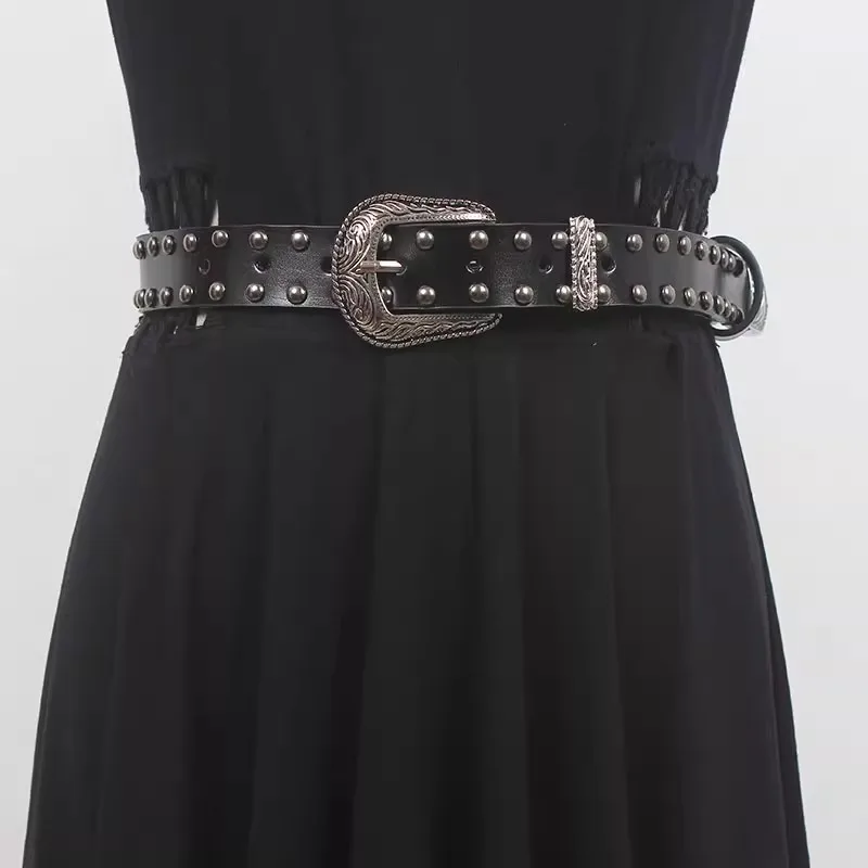 Frauen Runway Fashion Vintage Echtem Leder Cummerbunds Weibliche Kleid Korsetts Bund Gürtel Dekoration Schmalen Gürtel R1733 Image