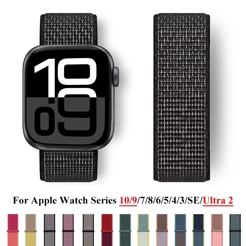 Nylonschlaufe für Apple Watch Band 44 mm 40 mm 45 mm 41 mm 42 mm 38/45 mm Sportarmband iWatch Serie 9 8 7 SE 6 5 3 Ultra 2 49 mm Armband Image