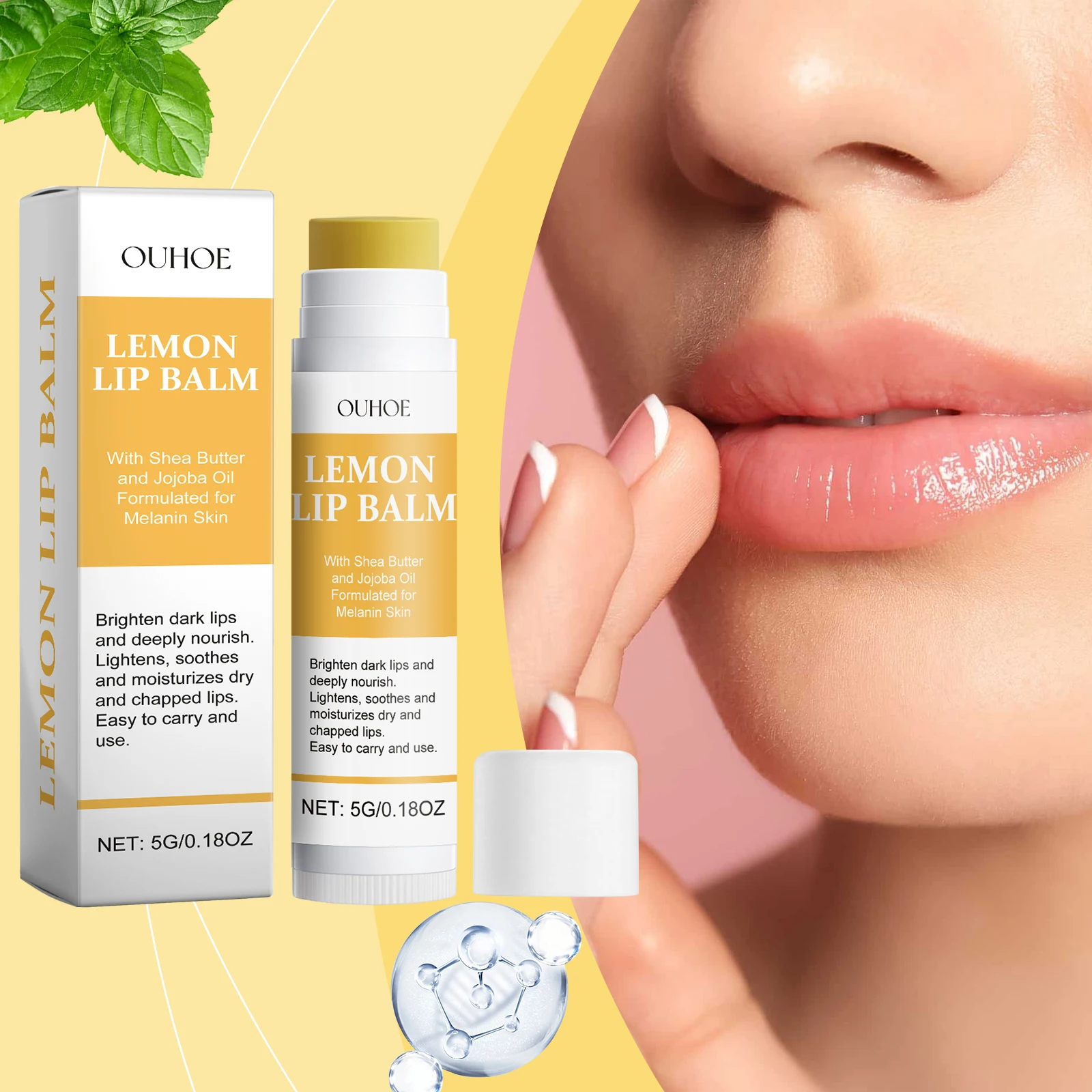 Zitronen-Ingwer-Lippenbalsam, Kurkuma, dunkles Melanin, Entfernung der Maske, Glanzöl, Peeling, sauber, verbessert Stumpfheit, Feuchtigkeitscreme, Lippenbalsam-Pflege Image