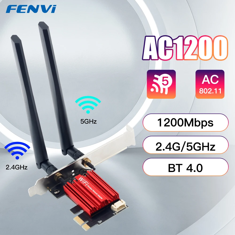Wifi 5 ac1200 pci-e WLAN-Adapter Netzwerk karte BT 4,0 Dualband 2,4g/5ghz 802.11ac Desktop-Laptop-PC für Windows 7/8/802,11 Image