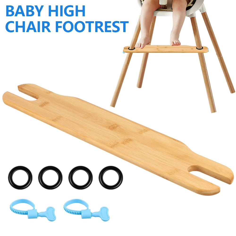 Baby-Hochstuhl Fußstütze aus Holz mit Gummiring und Befestigungsring, Höhenverstellbares Hochstuhl-Zubehör Image