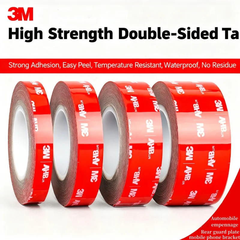 3M 5608 starkes doppelseitiges Klebeband, wasserdichtes, spurloses, hochviskoses Schaumstoffband, hohe Temperaturbeständigkeit für Autos, Wandband Image