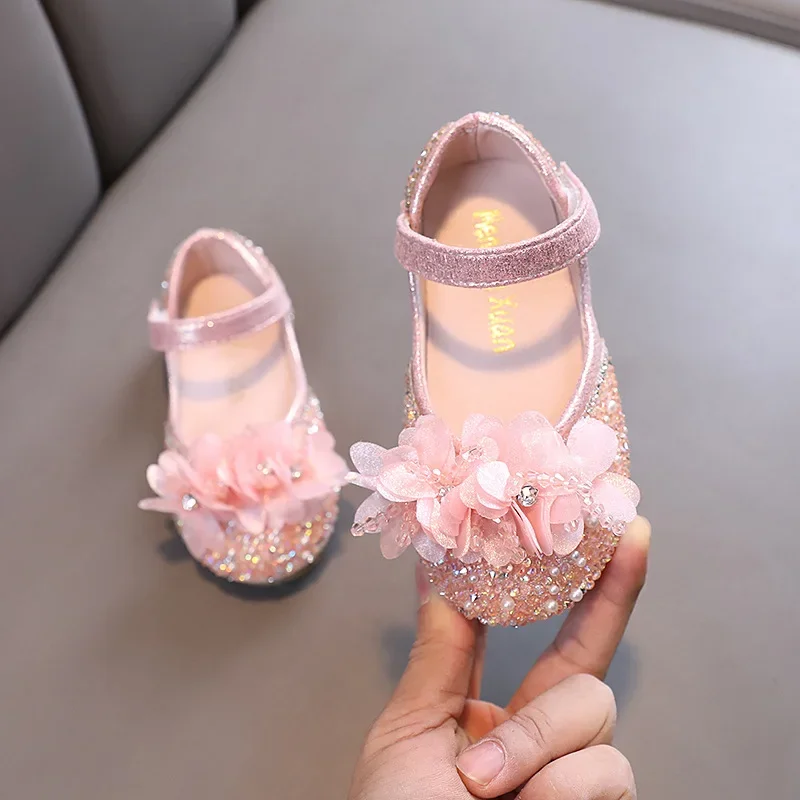 Kinder Lederschuhe Frühling flache Prinzessin Schuhe für Mädchen Mode Pailletten Glitzer Kinder Ballett Leistung flache Schuhe Image