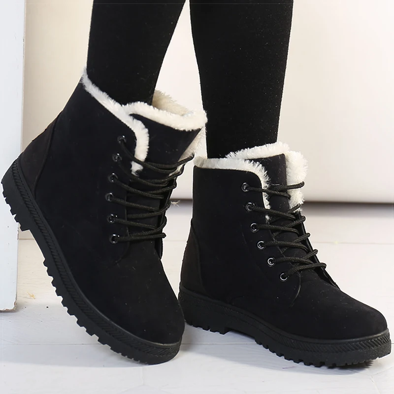 Frauen Winter Stiefel Low Heels Frauen Stiefel Mit Fell Warme Winter Schuhe Frauen Schnee Stiefel Ankle Botas Mujer Winter Schuhe weibliche