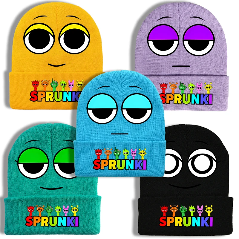Sprunki Cartoon Niedliche Strickmütze für Kinder Anime Mode Strickmütze Jungen Mädchen Winter Warme Mütze Kinder Winddichte Hip Hop Caps Geschenk Image