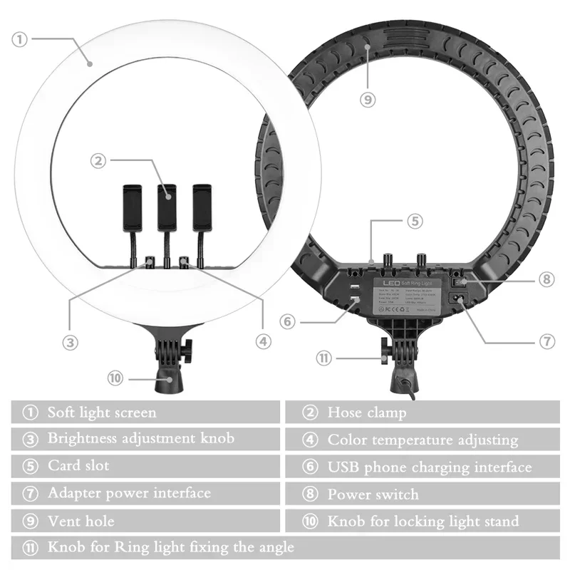 Fotografie 18-Zoll-Ringlicht LED Große Selfie Video Fernbedienung Stativ Telefon Clip YouTube Live Beleuchtung Fotostudio Image