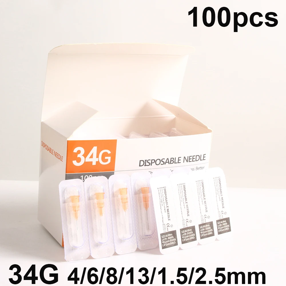 34G Tattoo Nadel 34g nadeln 1,5mm 2,5mm 4mm Für Schönheit injektion spritze füller Sicherheit Nadel hand Werkzeug Teile Image