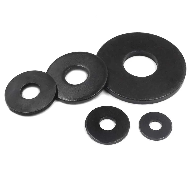 1/50 Stück, nicht standardmäßiger schwarzer Kohlenstoffstahl, große Größe, große, breitere flache Unterlegscheibe, M3, M4, M5, M6, M8, M10, M12, M14, M16, einfache Dichtung