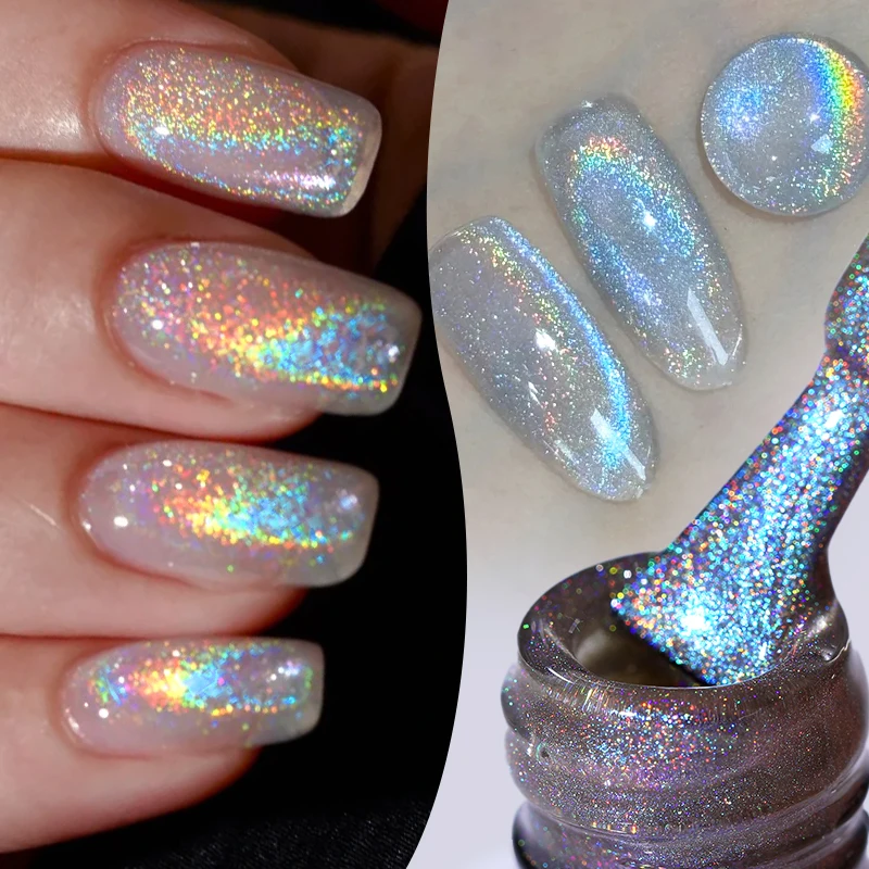 BORN PRETTY 10 ml Rainbow Auroras Cat Magnetischer Gel-Nagellack Holographics Soak Off Maniküre-Gel-Varnish Semi Permanent Nail Art Image