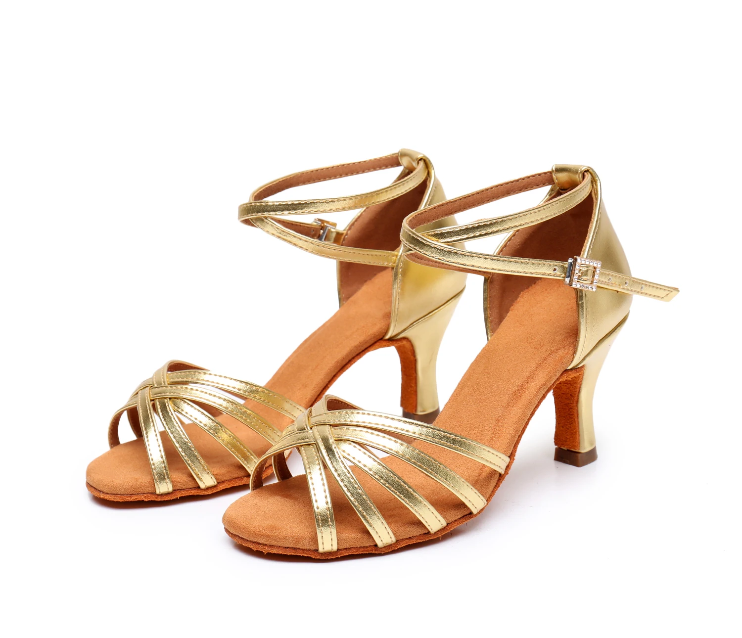 Gold Silber Frau Latin Dance Schuhe Mit Strass Schnalle Jazz Salsa Tanz Schuhe Für Damen Mädchen Wildleder Weiche Sohle 5/7 cm Absatz