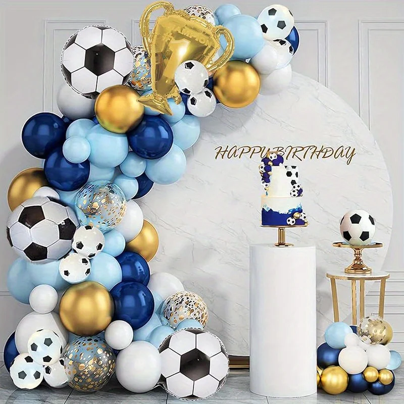 141-teiliges Ballonbogen-Set mit Fußball-Motiv, geeignet für Geburtstagsfeiern mit Fußballmotiv, Jubiläumsfeier-Dekorationen Image