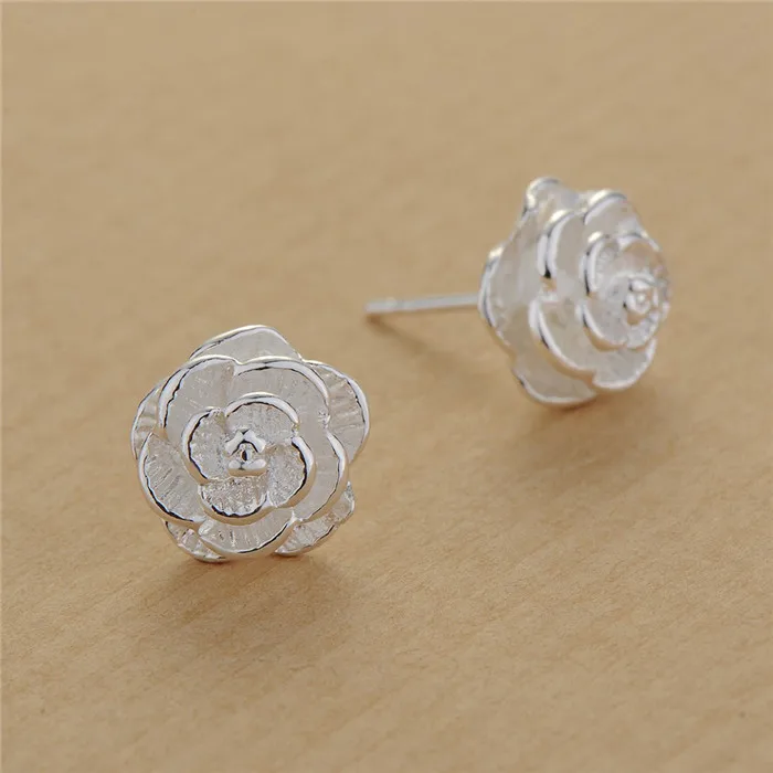 925 Sterling Silber feine 10mm elegante Blume Ohr stecker elegante Frau Mode Charme Hochzeits schmuck Geschenk Großhandel