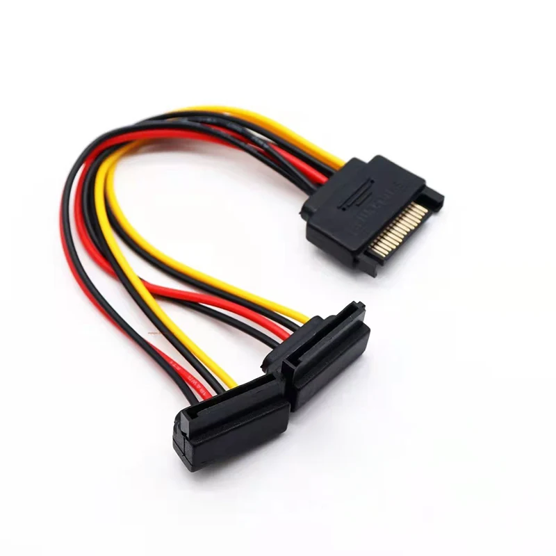 15PIN SATA Kabel 1 auf 2 Verlängerung Kabel Splitter Ellenbogen Kabel PC Festplatte Netzteil Draht SATA 90 ° Angel Plug Adapter Extender Image