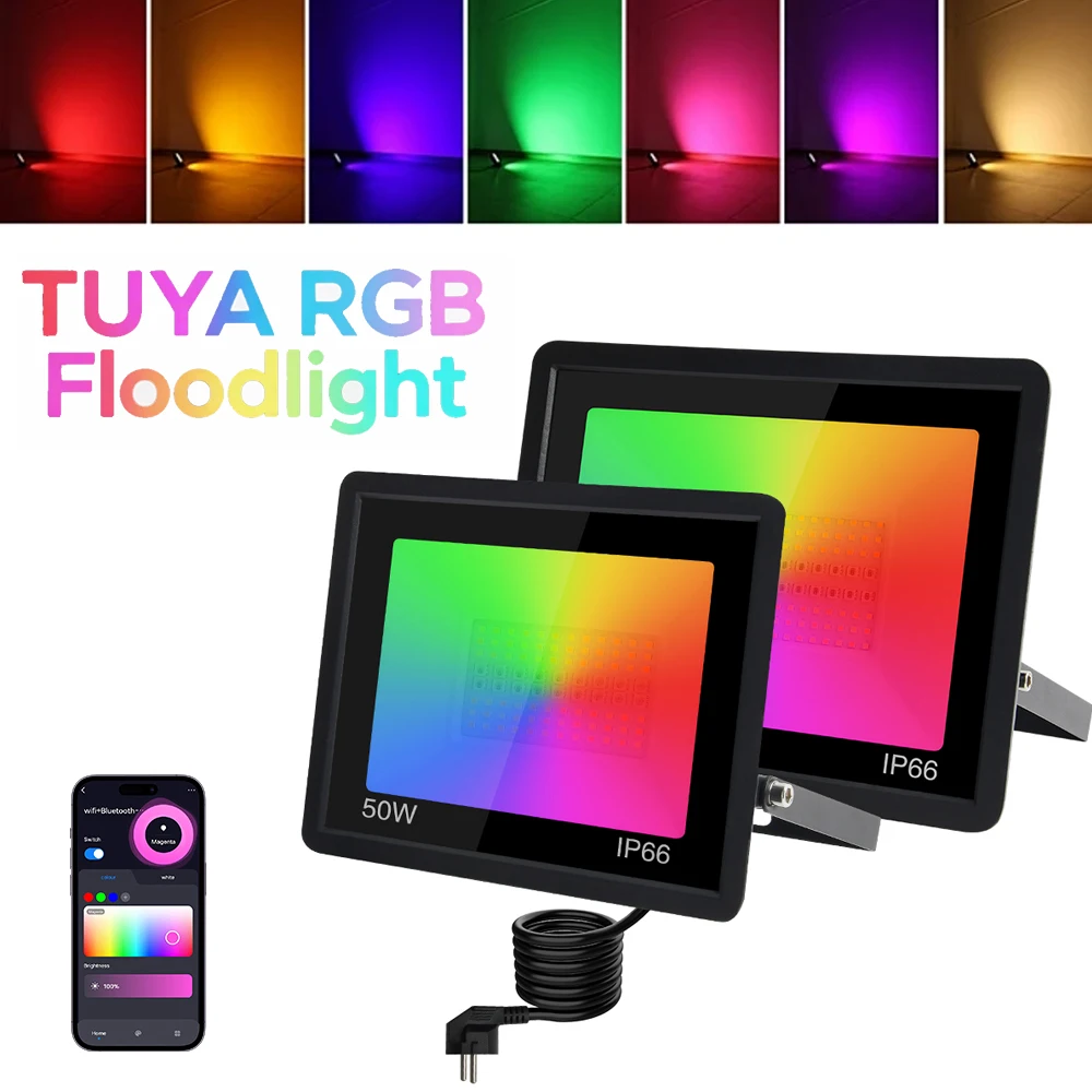 LED RGB Flutlicht TUYA Smart Control Scheinwerfer RGBCW WIFI Dimmbare Garten Lichter IP65 Outdoor Mehrfarbige Landschaft Flutlicht