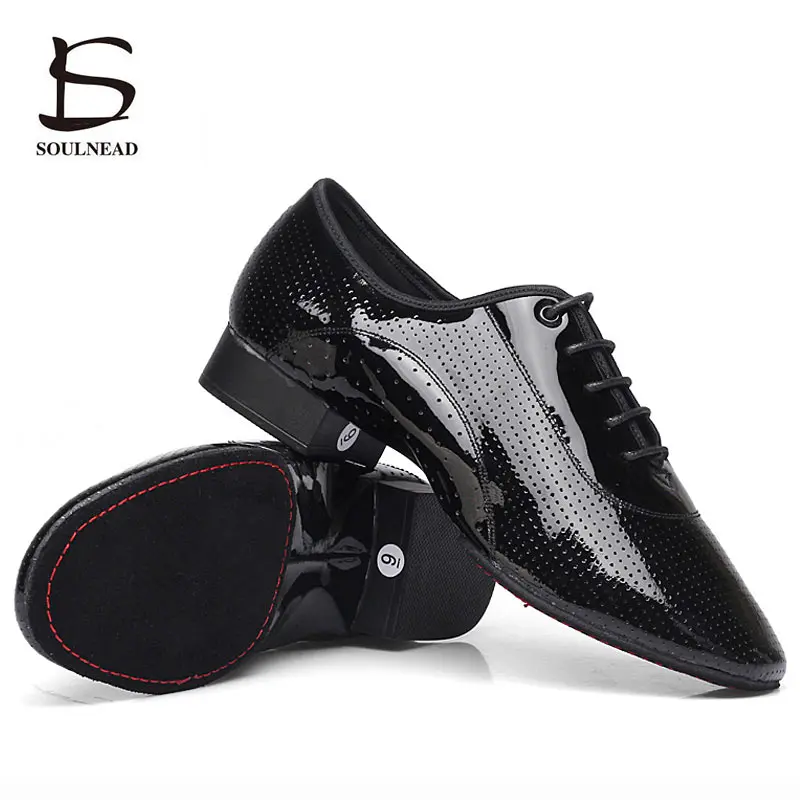 Latin Dance Schuhe Männer Standard Ballroom Dance Schuhe Schwarz Echtes Leder Praxis Wettbewerb Männlichen Salsa Modern Dance Schuh