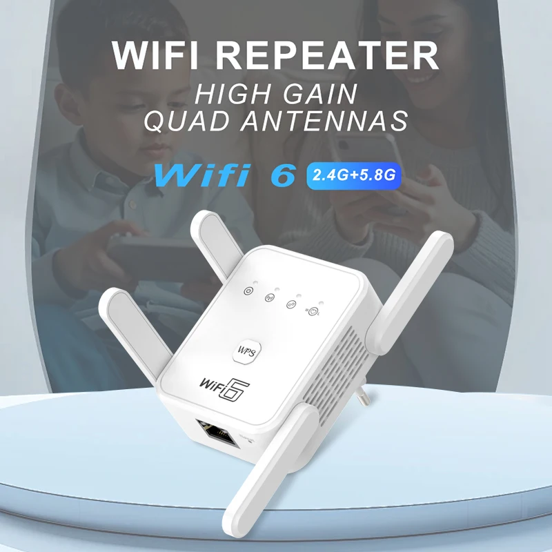 WIFI6 1500Mbps 5Ghz Wireless WiFi Repeater Booster 2,4G/5GHz Wi-Fi Signal Verstärker Extender Router netzwerk Wlan WiFi Repetidor Image