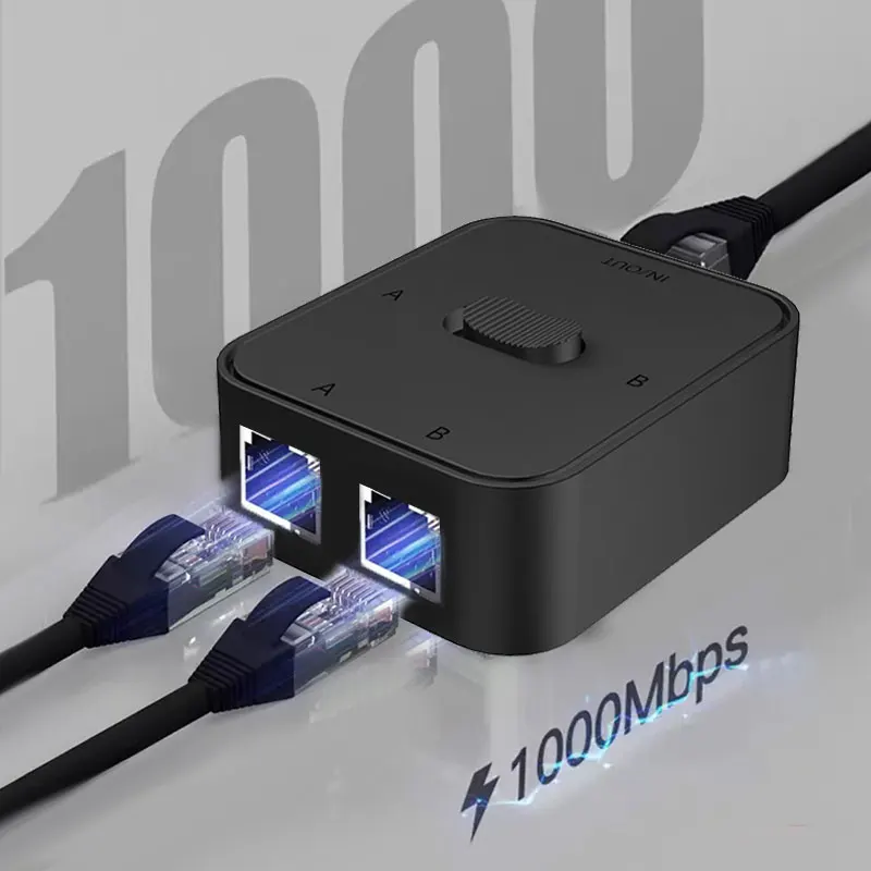 2 Port 1000 Mbit/s Gigabit Netzwerk Switch RJ45 Switch Netzwerk Splitter Kabel Extender Selector Power Free 2 Way Adapter Stecker Image