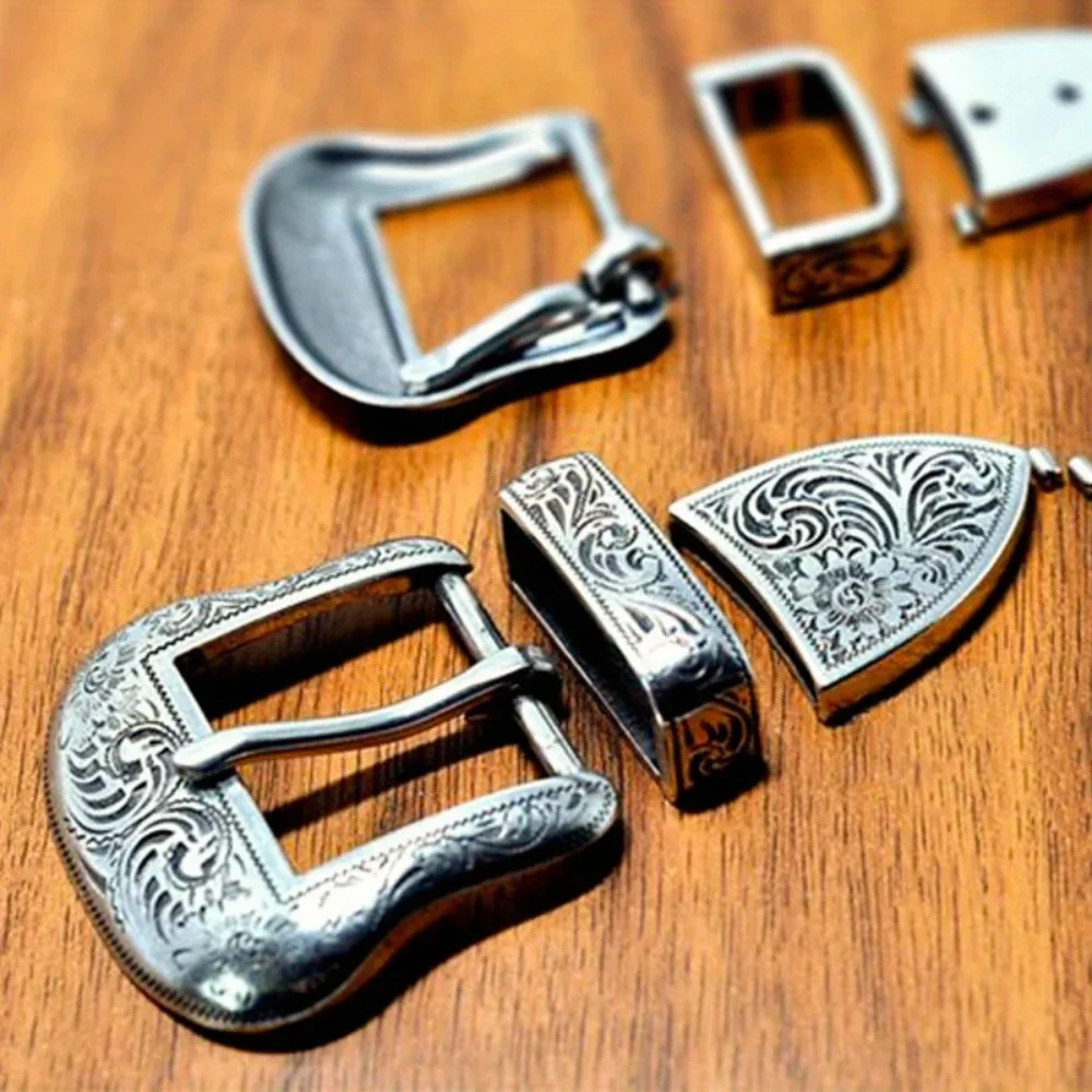 1 Set Metall-Gürtelschnalle für Vintage-Pin-Schnallen mit Prägung, DIY-Leder-Bastelschnalle Image