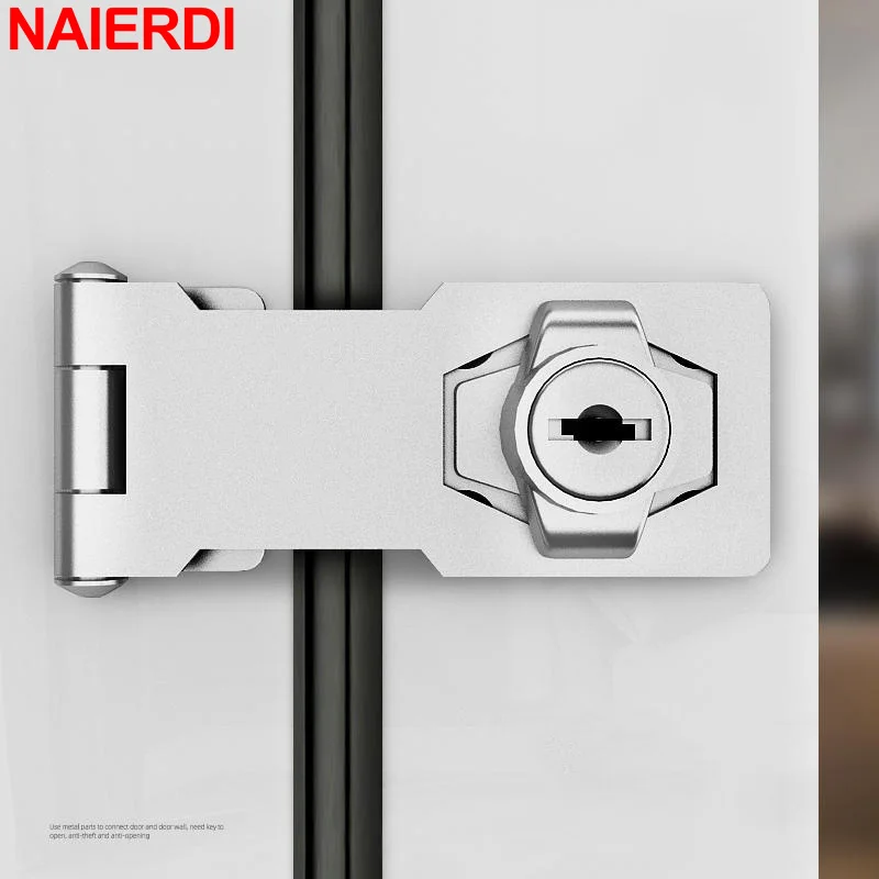 NAIERDI Hasp Lock Catch Latch Sicherheitsschloss Zinklegierung Drehknopf Schlüsseltürschloss mit Schlüsseln für Schubladenschränke Briefkasten Image