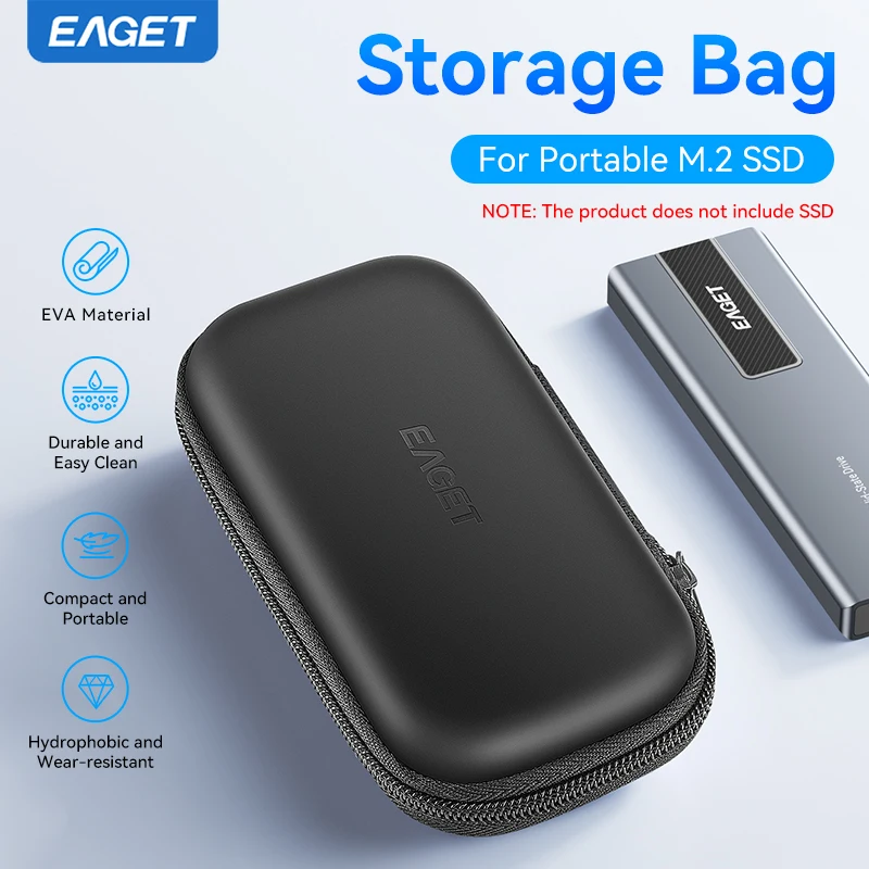 Eaget SSD Box Bag Case Tragbare Festplattentasche für externe tragbare M.2 SSD SSD Box Case Aufbewahrungsschutz Schwarz Image