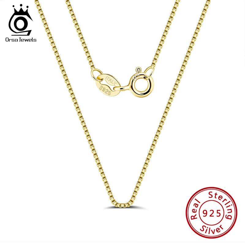 ORSA JEWELS Italienische Box-Kette aus 925er-Sterlingsilber, rosévergoldete/vergoldete Silberketten, Halsketten für Anhänger SC07-G