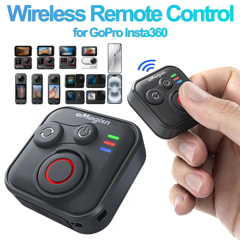 Drahtlose Bluetooth-Fernbedienung mit Handschlaufe für Insta 360 X5 X3 X4 GO 3S ACE Pro 2 GoPro 13/12/11/10/9/8 Actionkamera Image