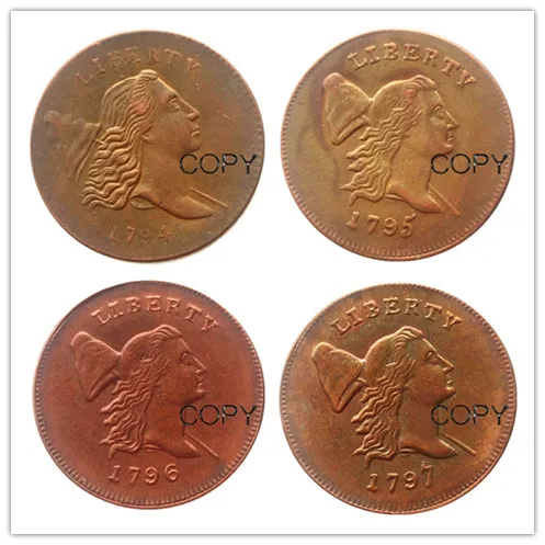 US 4 Termine zur Auswahl 1794–1797 Liberty Cap Half Cent Copper Copy Decorate Coin Image