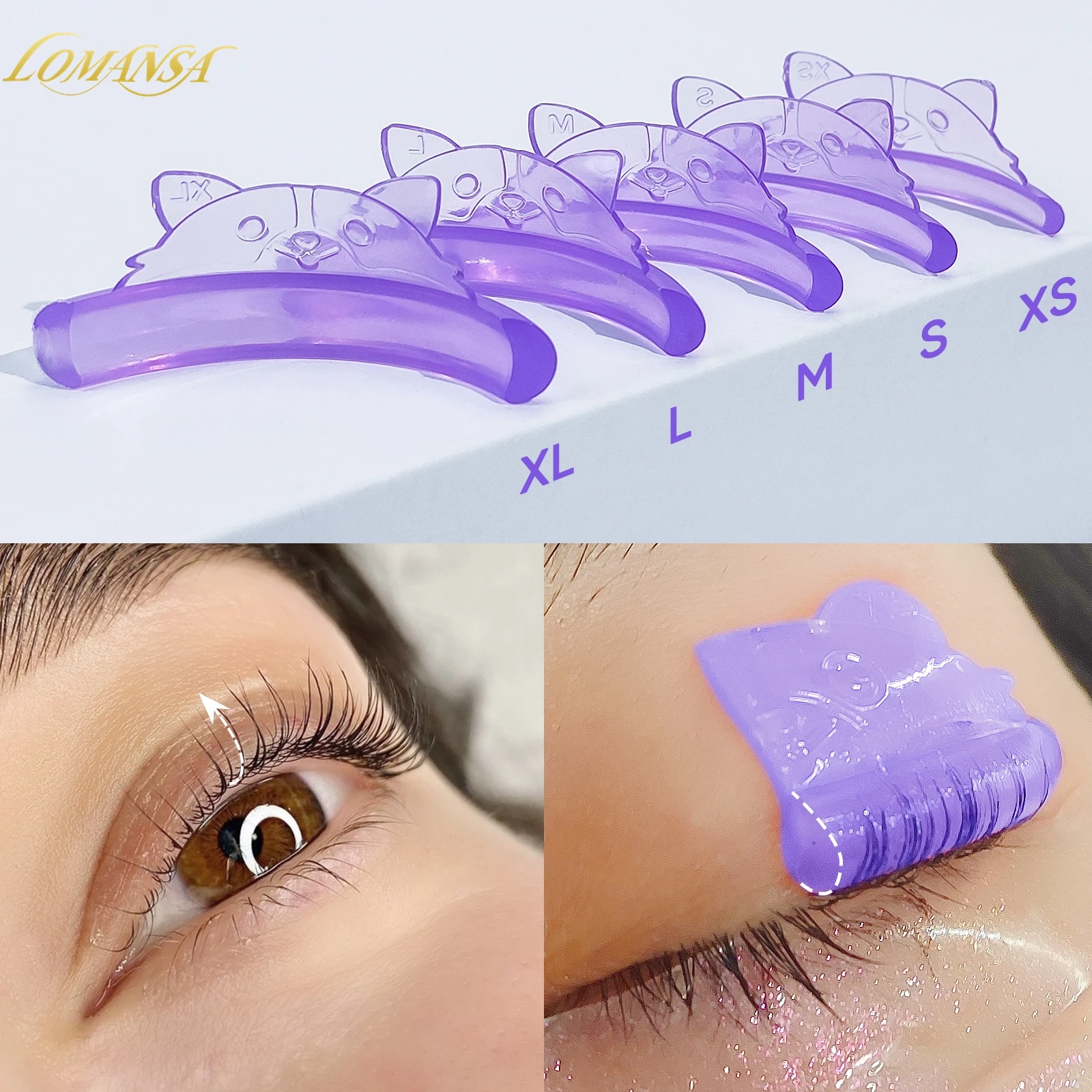 Lomansa 5 Paar C Curl Silikon-Wimperndauerwellen-Pads, klebrige Wimpern, Stangenschild, Heben, 3D-Wimpernzange, Zubehör, Make-up-Werkzeug Image