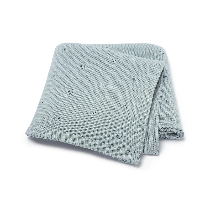 Infant Baby Decken 90*70CM Baumwolle Stricken Kinderwagen Swaddle Super Weiche Abdeckung Schlafsack Atmungs Neugeborenen Mädchen Junge Bett solide Quilt Image