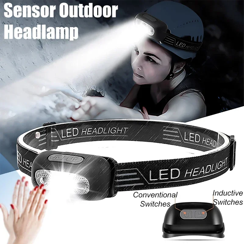 Induktion Scheinwerfer Mini LED Lade Scheinwerfer Camping Taschenlampe Led Kopf-Montiert Starke Licht Angeln Tragbare Taschenlampe Lampe Image